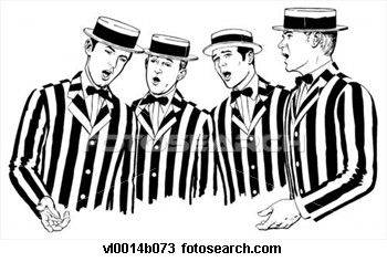 Barbershop Quartet Illustration - Vintage Singing Group Clip Art