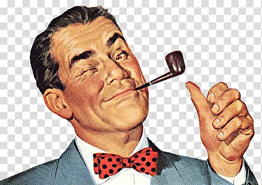 Classic Retro Illustration of a Winking Man with Pipe - Nostalgic Mid-Century Style
