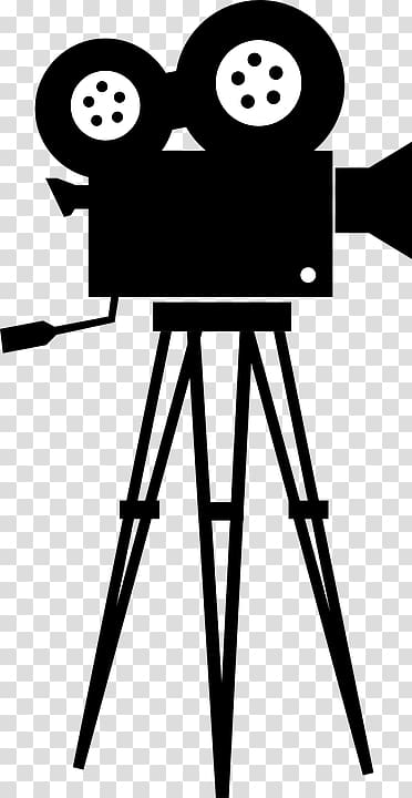 Black silhouette of a vintage twin-reel film camera on a tripod against transparent background.