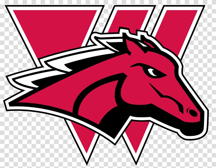Red horse head logo with stylized "W" in background, representing Weber State University athletics.