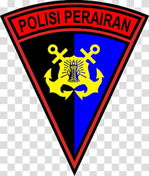 Logo of Polisi Perairan (Indonesian Maritime Police), featuring a yellow anchor and crossed anchors on black and blue background with red border.
