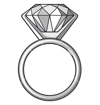 Diamond Solitaire Ring Illustration - Elegant Jewelry Graphic