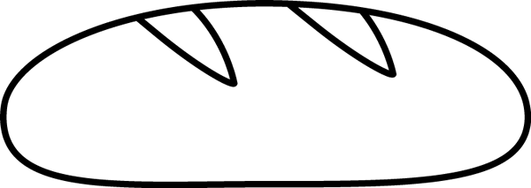 Simple line drawing of a classic oval loaf of bread with three diagonal slashes on top.