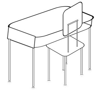 Black and white outline of a desk and chair clipart #382535 at - Clip ...