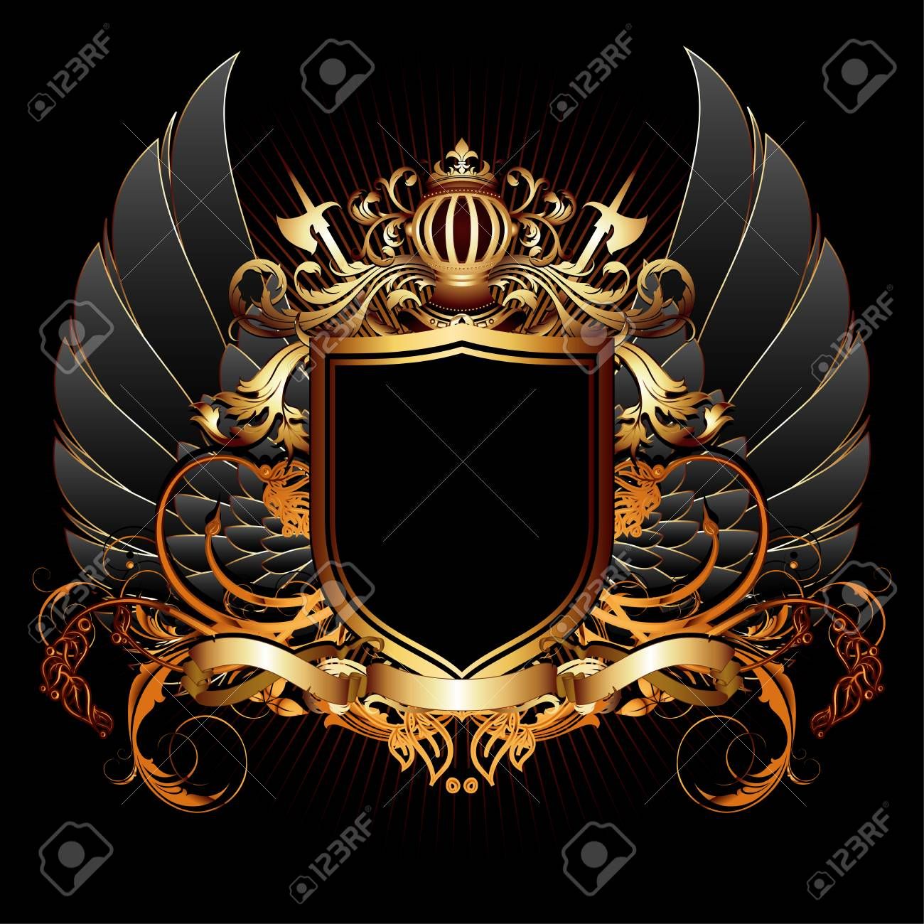 Royal Heraldic Crest Template - Gold & Black Emblem Design