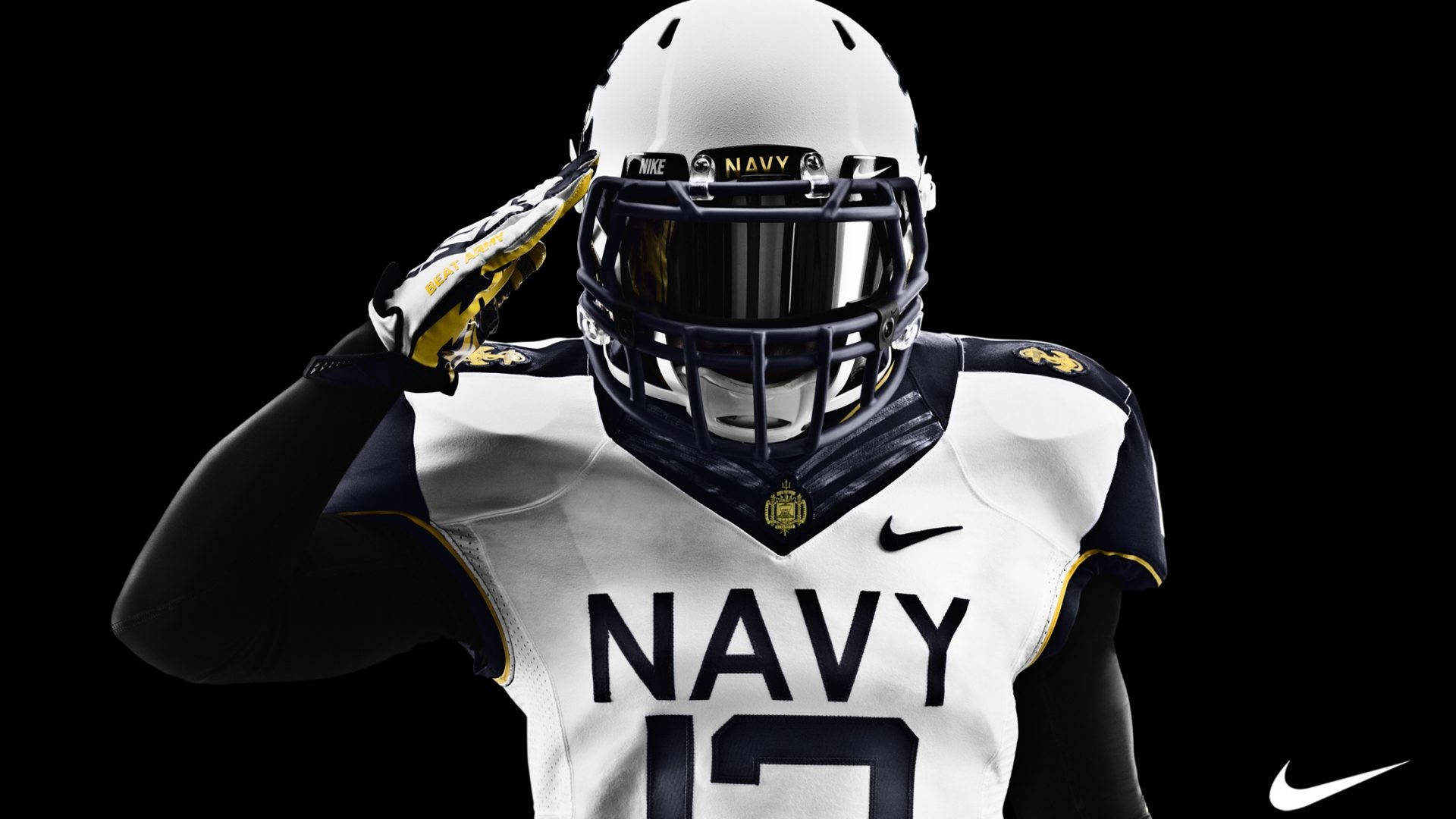 Navy Midshipmen Football Uniform - Official Nike Gear & Salute Pose
