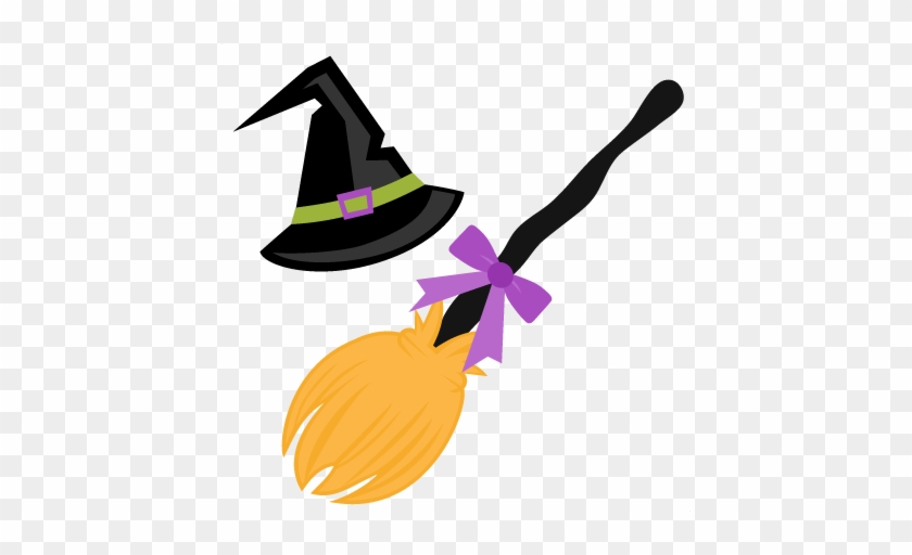 Witch Hat and Broomstick Clipart for Halloween Design