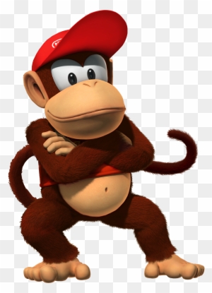 Diddy Kong wearing a red cap and shirt, arms crossed, standing confidently.