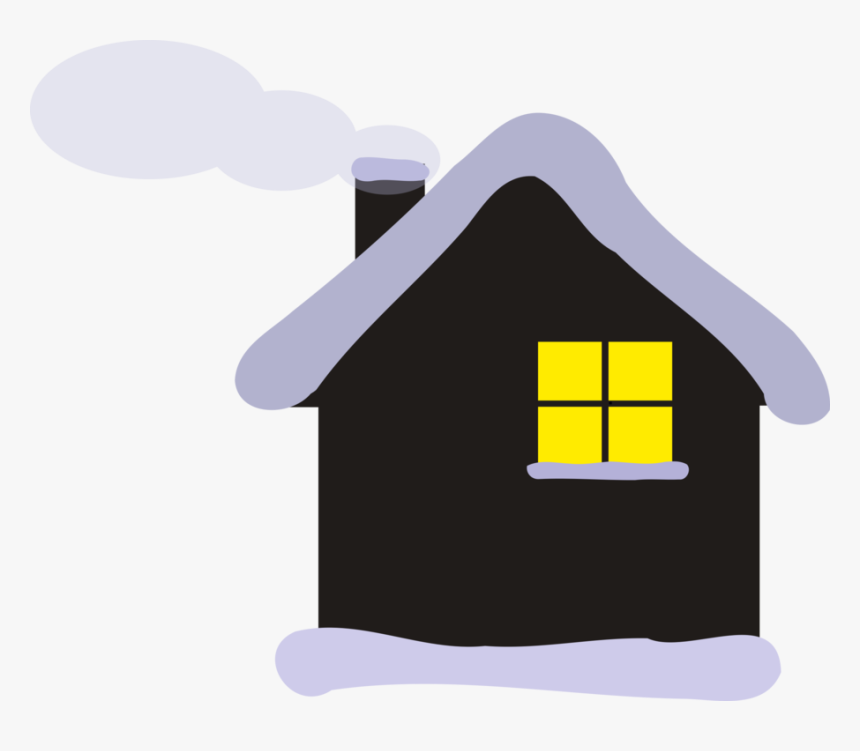 Warm Winter Home Illustration - Snowy House with Glowing Window
