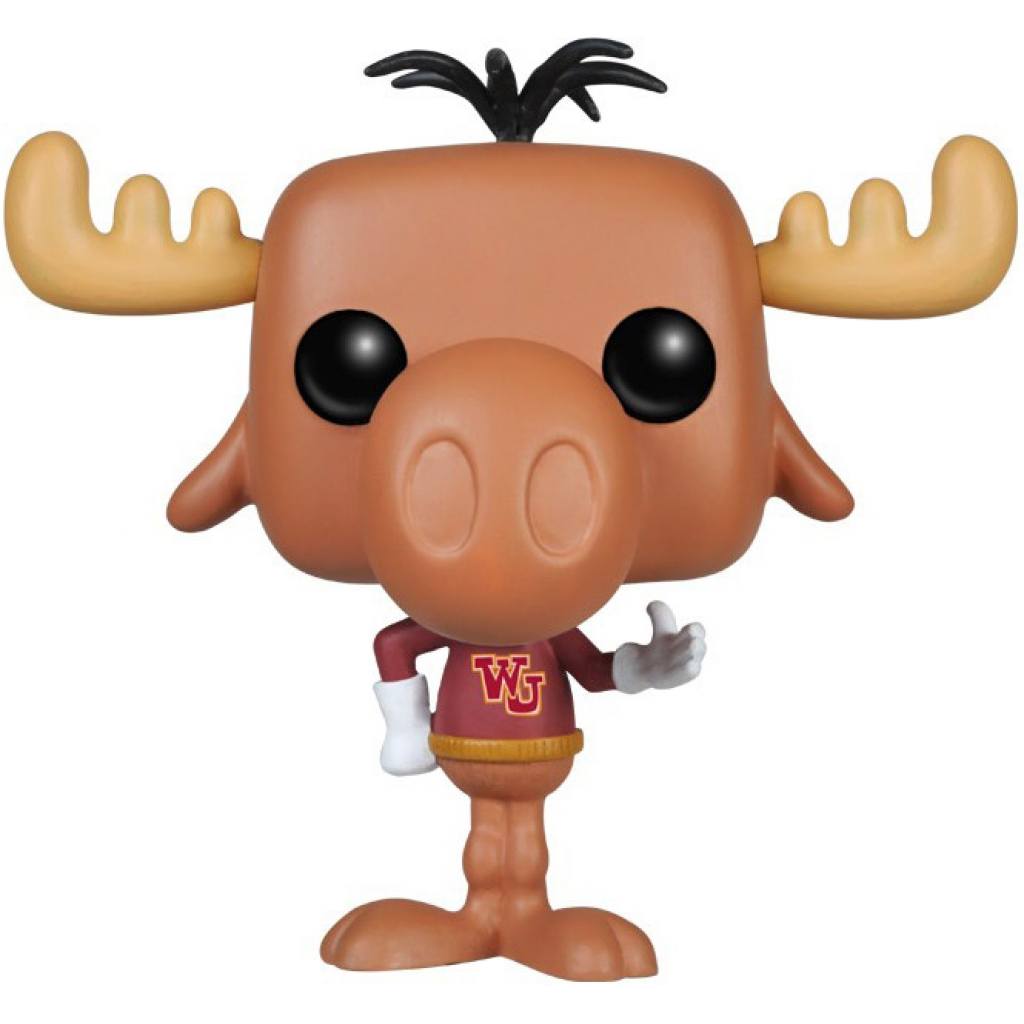 Funko Pop figure of a cartoon moose mascot wearing a maroon "WJ" jersey with white gloves and black hair tuft.