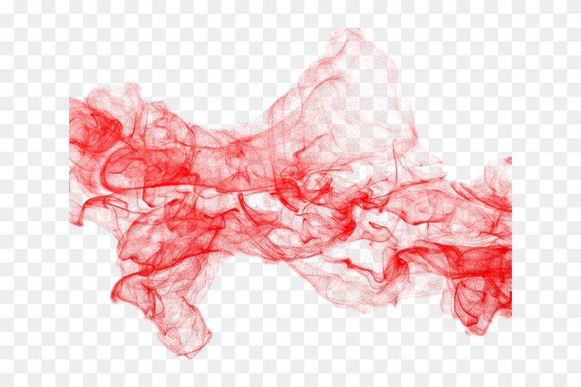 Abstract red smoke swirls on transparent background, fluid and dynamic motion effect.