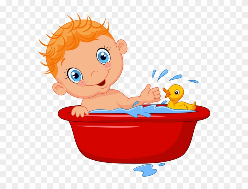 Baby Bath Time Fun - Cute Cartoon Illustration for Parenting & Childcare Sites