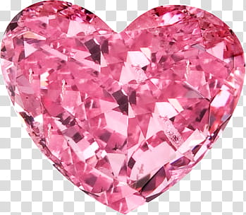 Heart-shaped pink diamond with brilliant facets and vivid color on transparent background