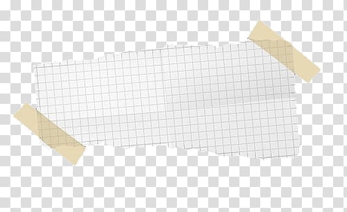 Torn sheet of graph paper taped at corners with beige adhesive tape on transparent background.