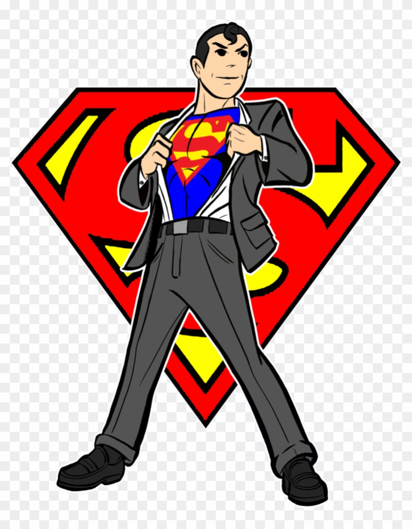 Superman Revealing His Suit - Classic Hero Transformation Clipart