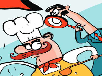 Food Critic vs Chef Cartoon - Quality Inspection & Culinary Standards