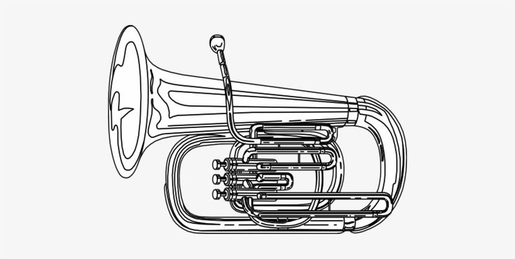 Euphonium Instrument Diagram - Free Line Art Illustration