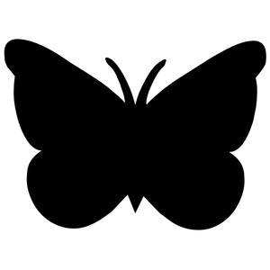 Black butterfly silhouette on olive green background, stylized and symmetrical.