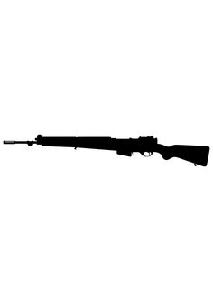 Black silhouette of a bolt-action rifle with scope mount and stock, isolated on white background.
