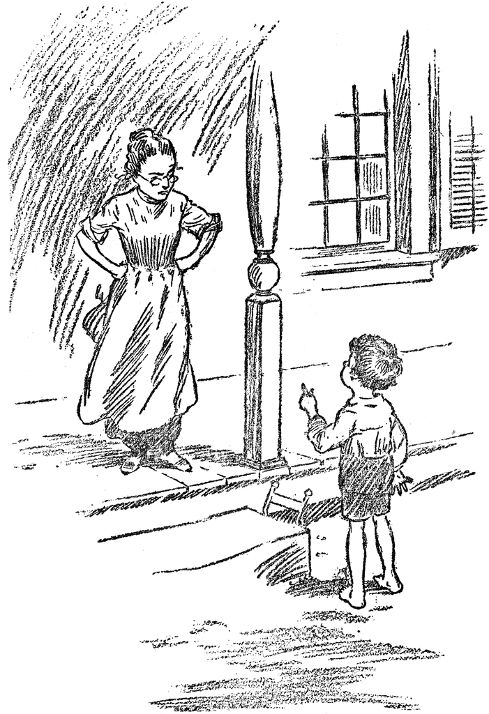 Vintage Illustration of Mother and Child on Street - Public Domain Art