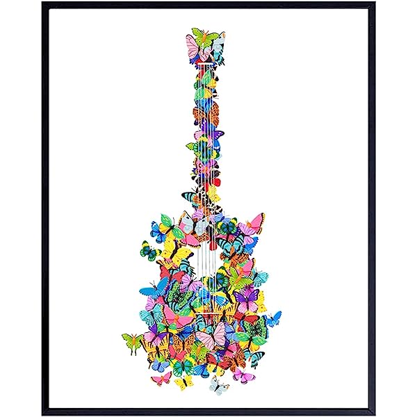 Butterfly Guitar Art Print - Vibrant Musical Wall Decor