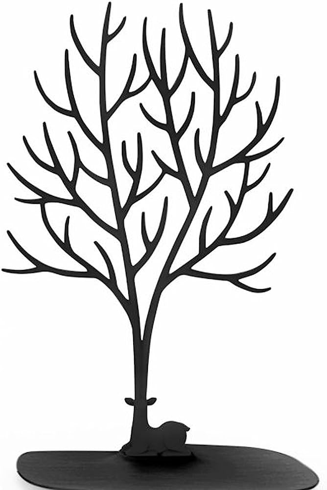 Minimalist Tree Jewelry Stand - Elegant Deer-Base Organizer for Necklaces & Earrings