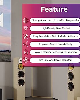 Feature-rich studio monitor speakers with fire-safe, adhesive-backed installation and enhanced bass control.