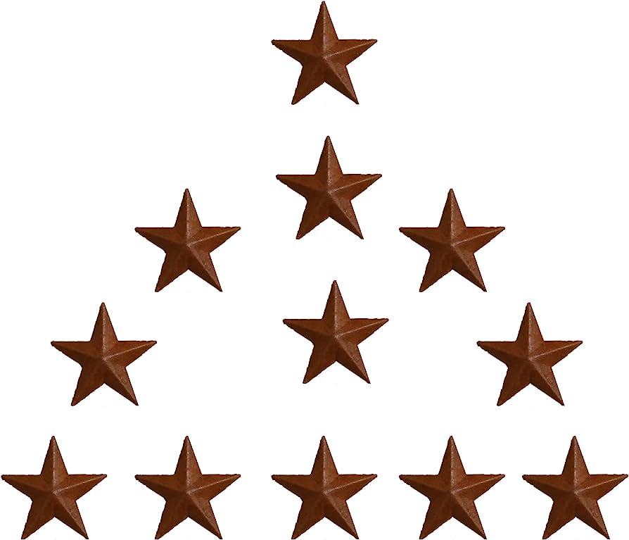 Rustic Brown Metal Star Decor - Triangular Arrangement for Wall Art & Crafts