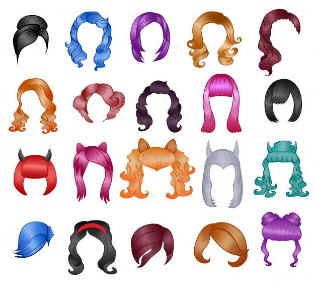 Fantasy & Anime Wig Styles - Clipart Collection for Designers