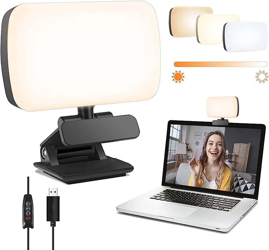 Dimmable LED Webcam Light - Clip-On USB Lamp for Laptop Video Calls & Streaming