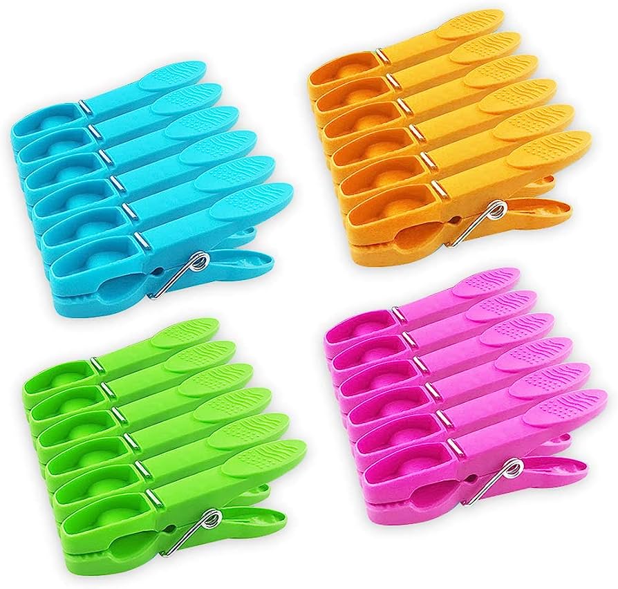 Vibrant Plastic Clothespins - 16-Pack Assorted Colors for Laundry & Crafts