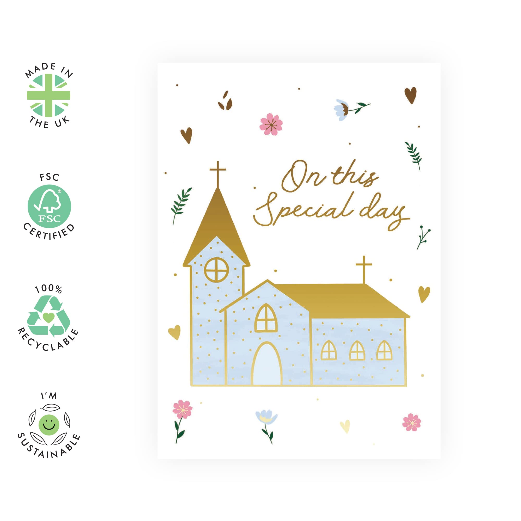Sustainable Church Greeting Card - Made in UK, FSC Certified & Recyclable