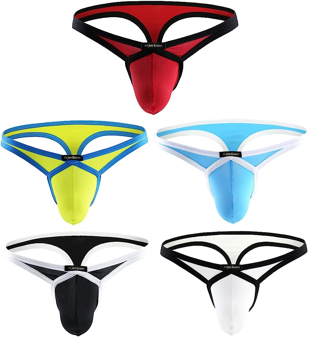 Men T-Back Briefs Open Back G-String Thong Underwear Solid Color - Clip ...