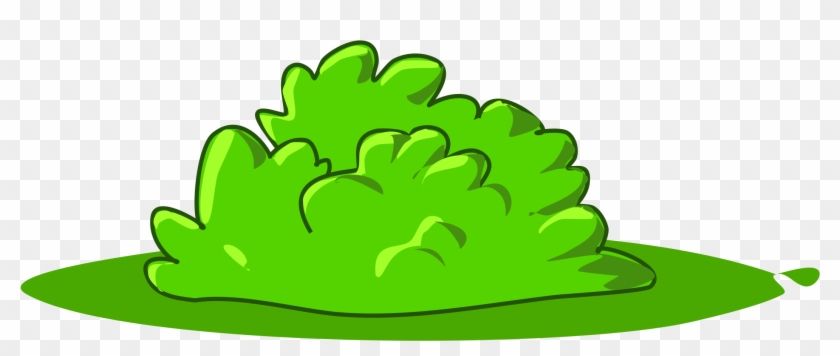 Bright green cartoon-style bush with rounded leaves on a flat base, isolated on transparent background.