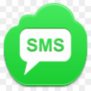Green cloud icon with white speech bubble containing "SMS" text, representing SMS messaging or cloud-based messaging service.