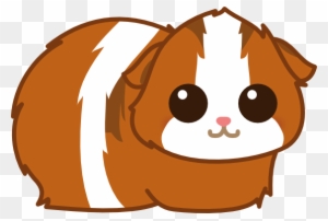 Cute cartoon guinea pig with brown fur, white stripe, and big expressive eyes.