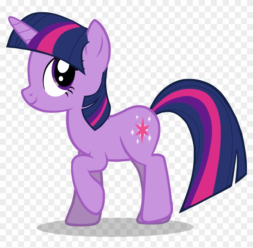 Twilight Sparkle, a purple unicorn with a dark blue and pink mane and tail, featuring a starburst cutie mark.