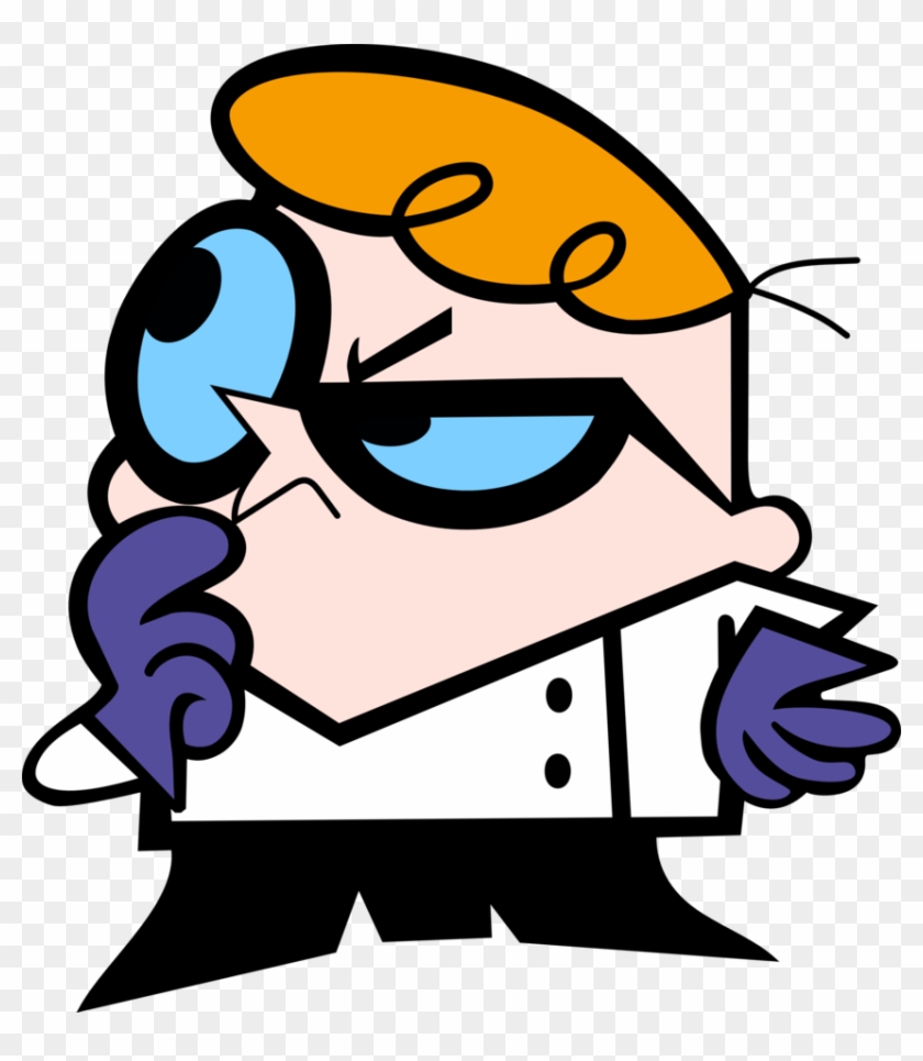 Dexter from "Dexter's Laboratory," a cartoon boy with orange hair, goggles, and lab coat, looking clever and focused.