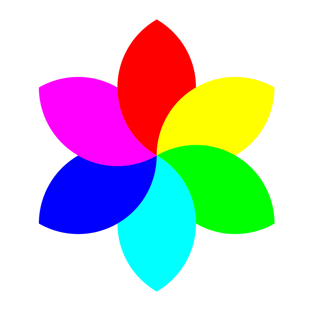 Color Wheel Flower Diagram - Visual Guide to Primary and Secondary Colors