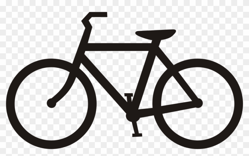 Simple black silhouette of a classic bicycle on transparent background.