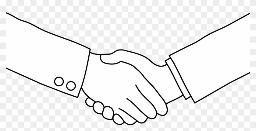 Two hands in formal sleeves shaking, symbolizing agreement or partnership.