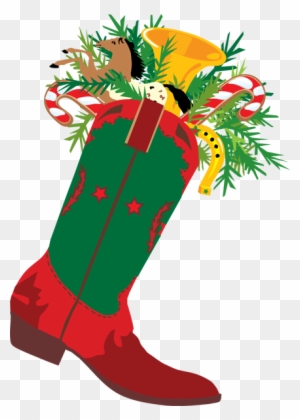 Festive Cowboy Boot Christmas Decoration - Holiday Illustration