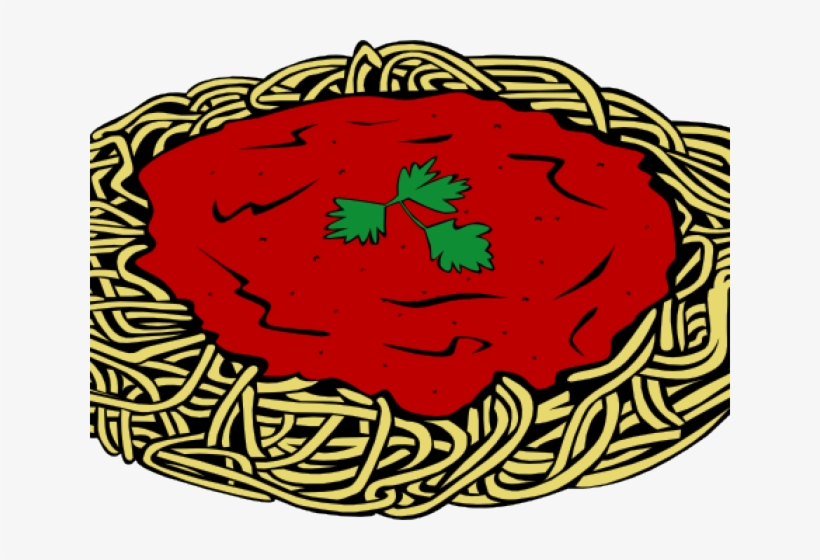 Classic spaghetti with rich tomato sauce and fresh parsley garnish, illustrated in bold, appetizing style.