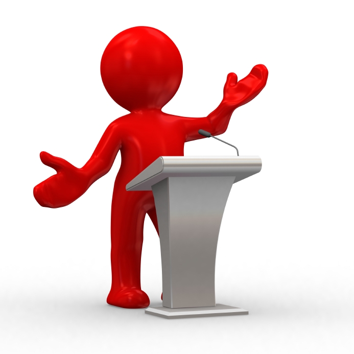 Public Speaking Illustration - Engaging Speaker at Podium