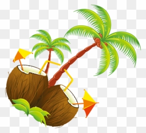 Tropical Coconut Drink Illustration - Fun Summer Graphic
