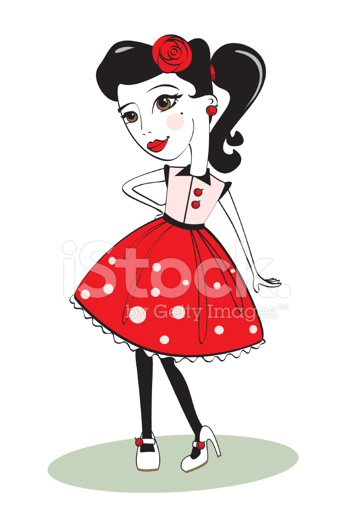 Retro Pin-Up Girl Illustration - Stylish Vector Art for Design Projects