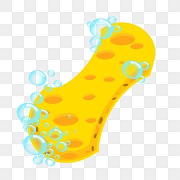 Yellow Sponge with Bubbles - Cleaning Illustration for Websites & Apps