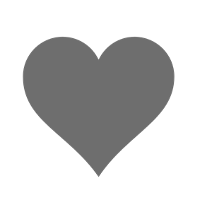 Solid gray heart icon on white background, symbolizing love, affection, or favoriting.