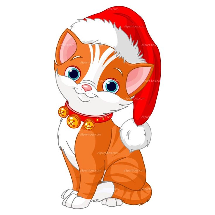 Festive Kitten in Santa Hat - Free Christmas Clipart Image