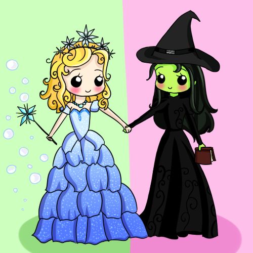 Fairy Princess and Witch Friendship Illustration - Cute Chibi Art